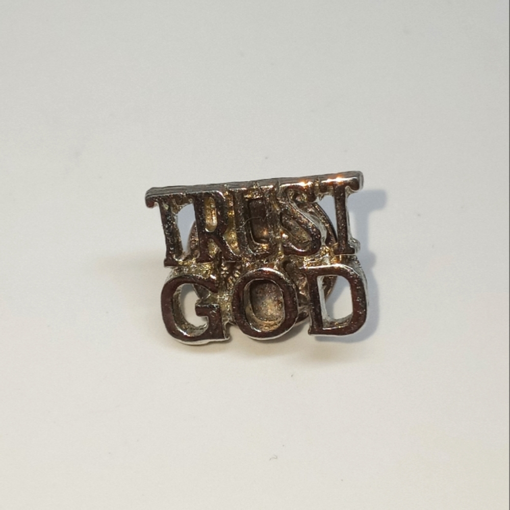 Vintage Silvertone Trust God Lapel Pinbacks Hat Pin Religious Pins